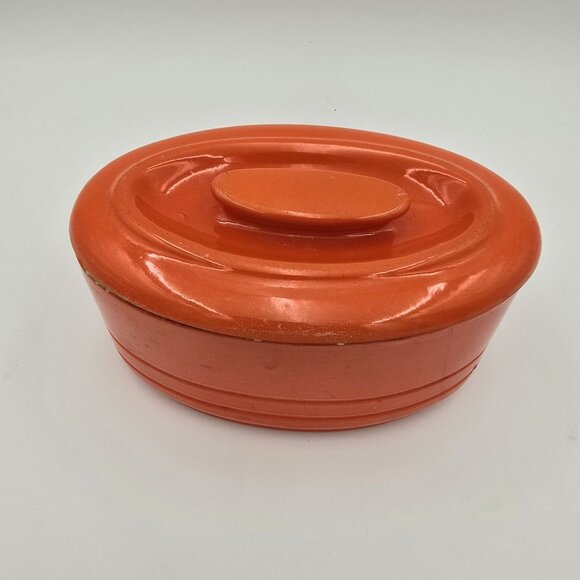 Vintage Ceramic Oval Serving Dish MCM Style 1950s Covered Bowl Good Condition - Picture 4 of 13